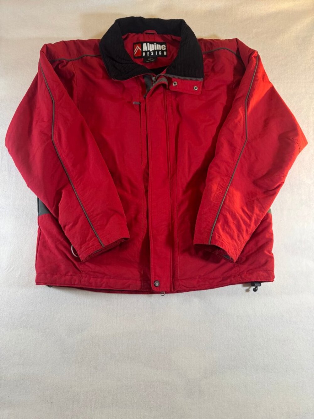 Alpine Design Mens Large Red Insulated Ski Snow Jacket Fleece Lined Winter